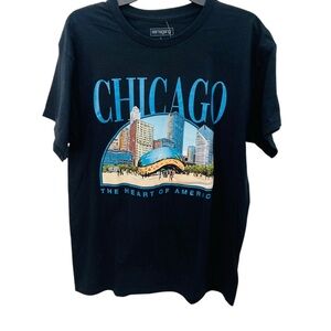 Black Chicago Skyline Short Sleeve Tee